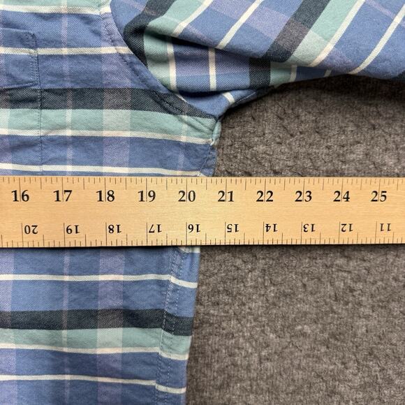 J. CREW Flex Oxford Button Up Long Sleeve Shirt Men's Medium Blue Green Plaid - Picture 5 of 6